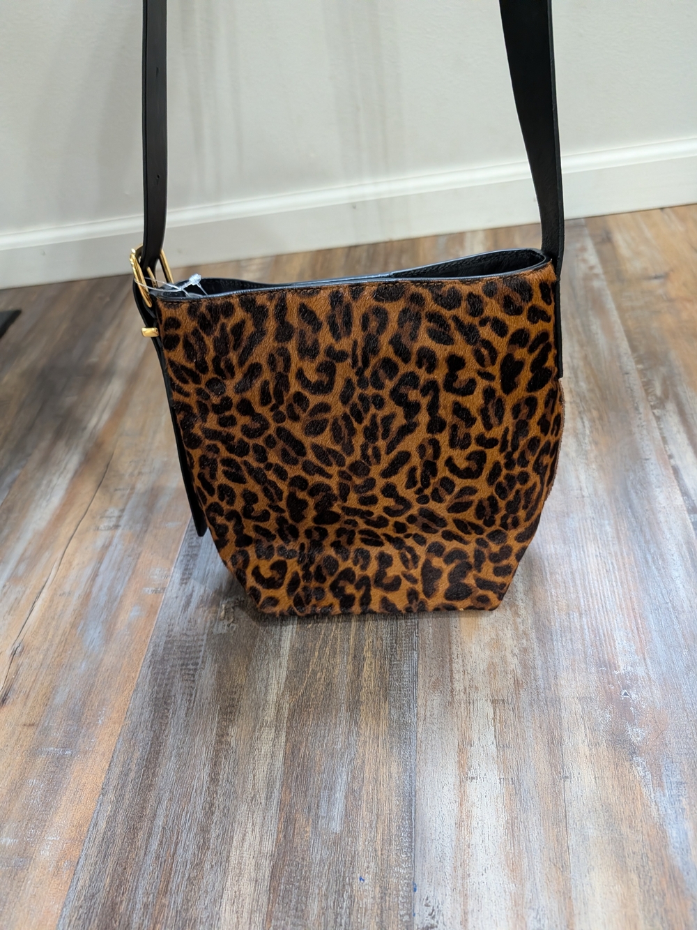 Madewell Essential Mini Bucket Tote Leopard Calf Hair NWT NM989 - Picture 2 of 7